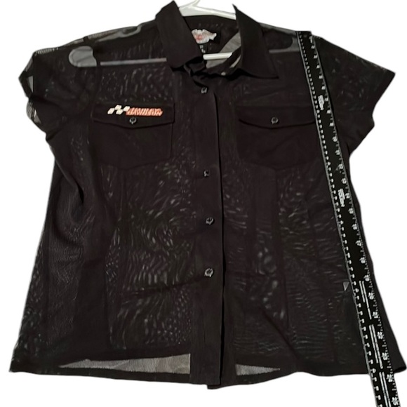 Harley-Davidson Tops - Harley -Davidson size large black semi sheer short sleeve button down shirt